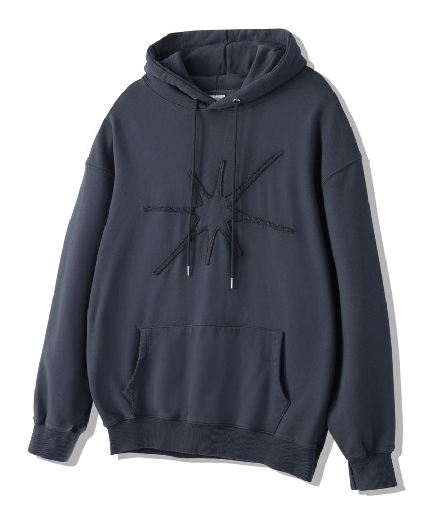 Applique Washed Oversized Hoodie [Charcoal]