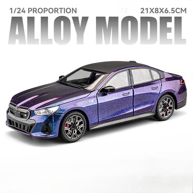 Литой Миниатюрный Автомобиль 1/24 BMW I5 M60 Модель Автомобиля из Сплава со Звуком и Светом Детская Игрушка Транспортное Средство Подарок на День Рождения Домашний Декор