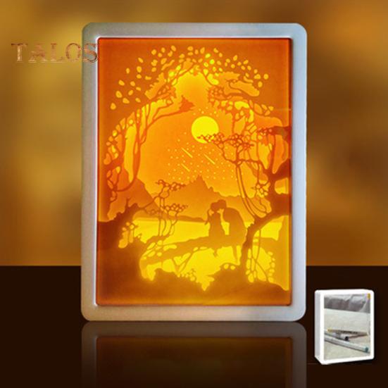 3D Бумажный Ночник с Мягким Свечением Перезаряжаемые Креативные Бумажные Скульптуры Рамка Настольная Лампа Декоративный Ночник