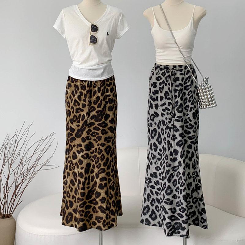 Юбка женская летняя повседневная универсальная леопардовая эластичная полуюбка свободная удобная юбка-бюстье большого размера