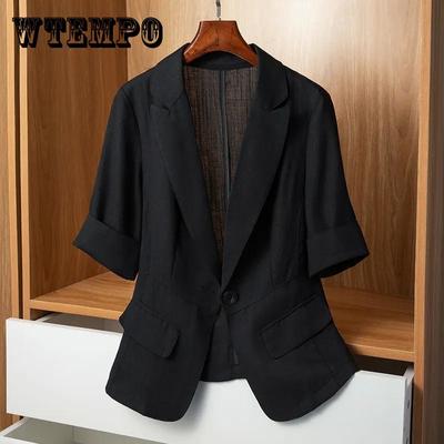 Тонкий пиджак, женский летний повседневный тонкий костюм с короткими рукавами, топ