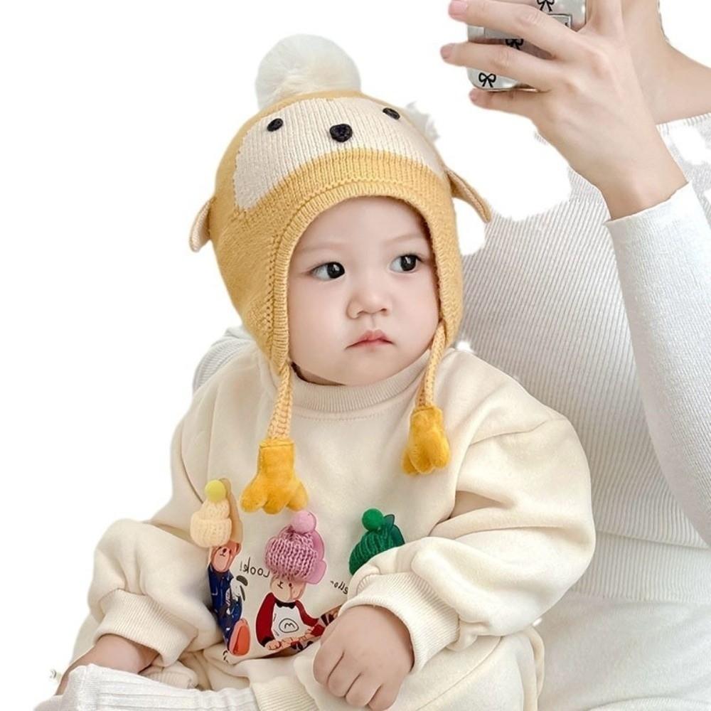 Windproof Ear Protection Hat Warm Plush Infant Knitted Cap New Pullover Cap  Autumn and Winter