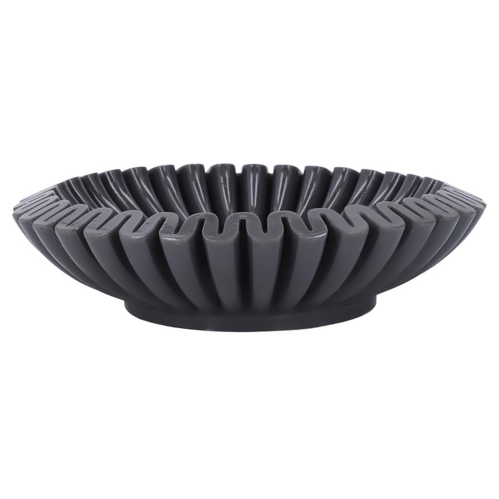 Black Bowl Resin Decorative Modern Grooved Fruit Bowl Centerpiece for Kitchen Counter Home Decor Gift