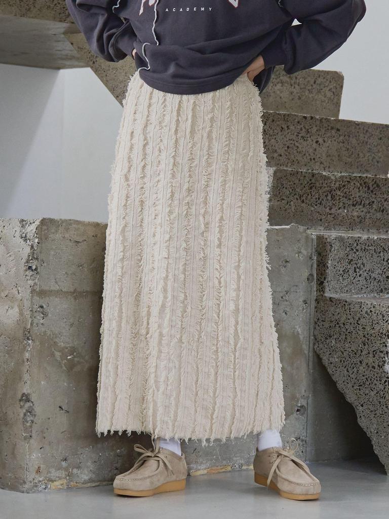 Юбка-миди узкая трикотажная с бахромой Cohen 76706460227 0900 ЧЕРНЫЙ(09) СВОБОДНО