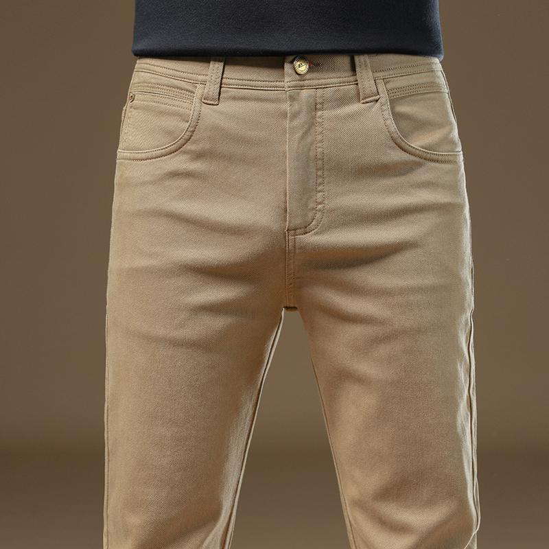 Высококачественные узкие повседневные брюки цвета хаки для мужчин - 2025 Весна/Осень Деловой Прямой Покрой