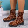 Fashion Shoes for Women 2024 Autumn Latest Front Zipper Design Women’s Leopard Print Boots Casual Fashion Large Size Thick Sole Boots