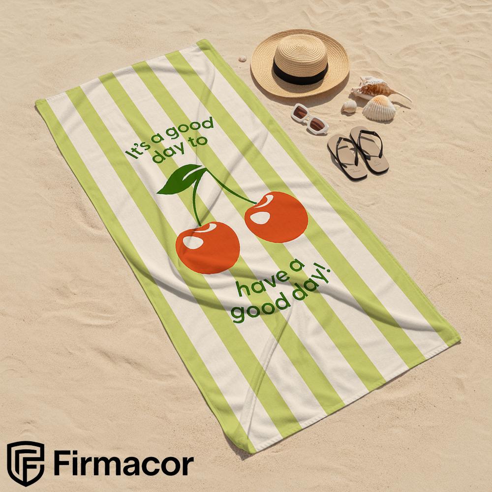 Cherry Quote Stripe Microfiber Beach Towel Quick Dry Sand Free Oversized Soft Absorbent Bath Towel for Swimming Pool Travel Gym
