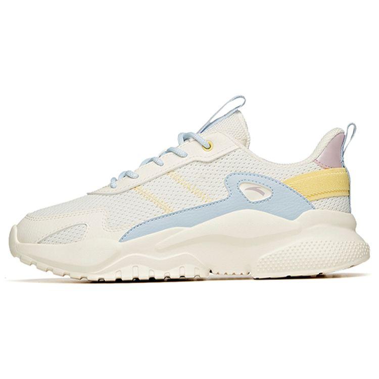 Anta Lifestyle Series Fabric Synthetic Leather Non-Slip Wear-Resistant Lightweight Low-Top Dad Shoes Women Sneakers White Blue Yellow 922048823-8