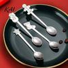 Festive Tableware for Christmas 4Pcs Dessert Spoons, Stainless Steel Coffee Spoons with Gingerbread Cute Bear Stirrers Man Star Stocking Snowman