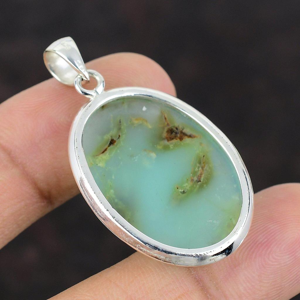 Chrysoprase Pendant Real Gemstone Pendant 925 Sterling Silver Pendant Handmade Women Jewelry Bridal Gift Chrysoprase Jewelry Gift For Mom