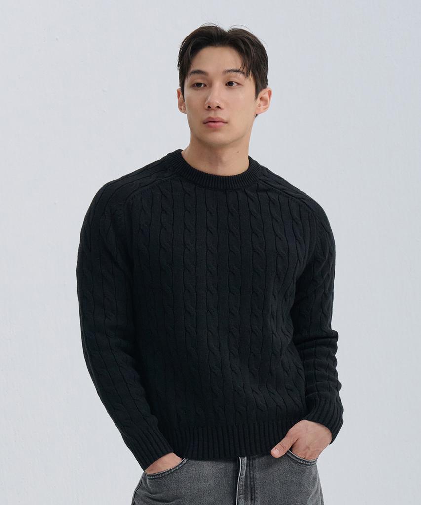 NINEZ Cable Crew Neck Muscle Knit (2 Colors)