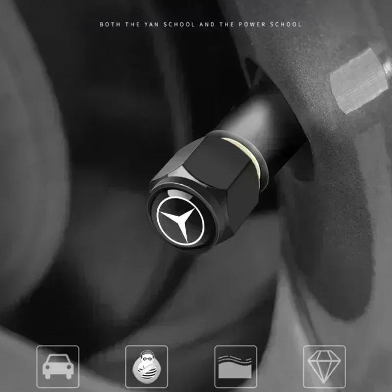 4Pcs Car Tire Valve caps Emblem metal Cap Case For Mercedes Benz B/C/E/S Class A Class C200L GLC GLE CLA accessories Car Styling CD2