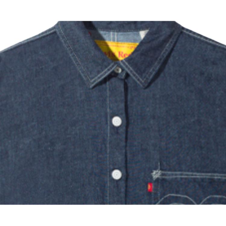 Levis Передний карман Воротник Длинный рукав Джинсовая куртка Женские куртки Синий A1001-0000