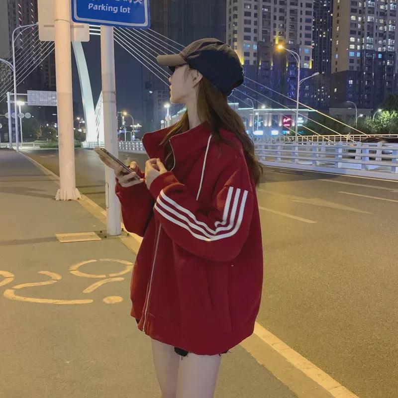 Официальный женский классический свободный свитер на молнии с капюшоном, бархатная куртка 2020 года, модный топ