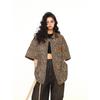 Summer Leopard Print Shirt Women European and American Street Style Chic Casual Tops Short Sleeve Fashion Femmes Cropped Shirt