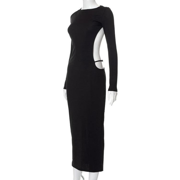 Сексуальное элегантное платье с открытой спиной для женщин, ажурное платье миди с длинным рукавом для вечеринки в клубе, весна-лето, горячая распродажа