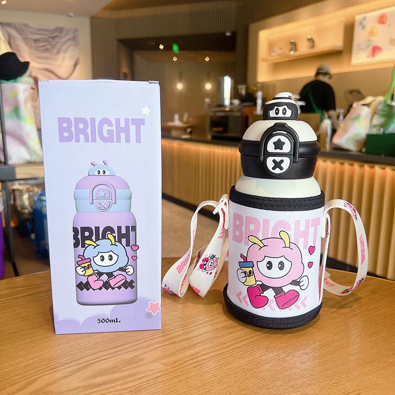 Термос-чашка с трубочкой из пищевой стали марки 316 для детей — идеально подходит для учеников начальной школы, мальчиков и девочек