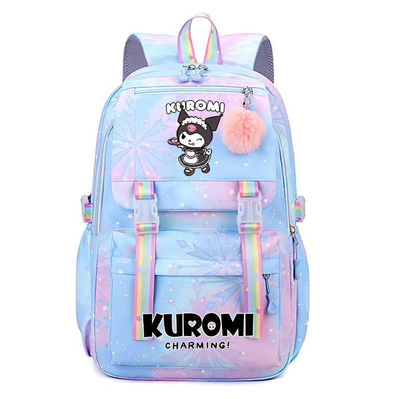 Kuromi School Backpack Girls Teens Lightweight Large Capacity 13-inch Laptop Compatible Nylon Daypack