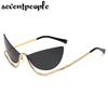 Sexy Cat Eye Punk Rimless Sunglasses Women  Luxury Brand Vintage Metal Frame Rhinestone Sun Glasses For Lady Eyewear UV400
