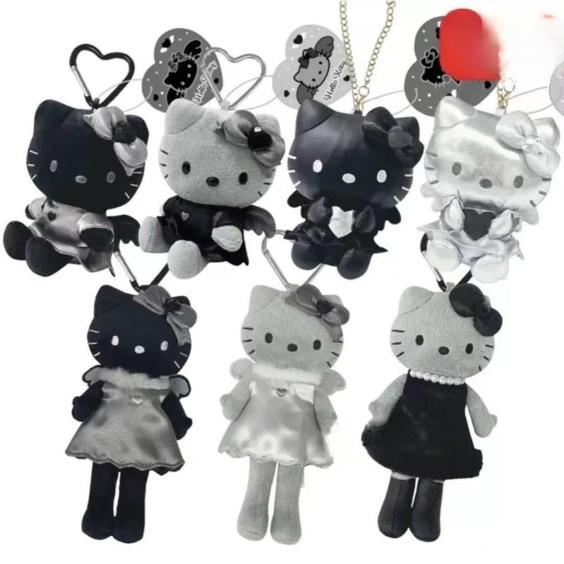 Kawaii 15cm Angel Series NIC Hello Kitty plush Keychain Long Legs black skin Kitty doll Pendant Heisei Bag charm gift