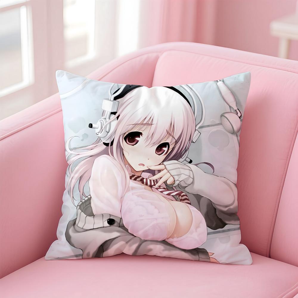SSuper Sonico Cushion Cover Pillow Case Soft Friendly Fabric Concealed Zipper