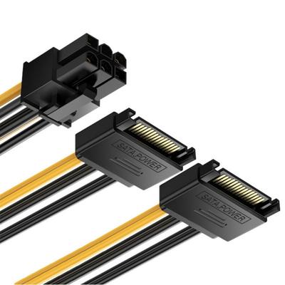 Кабель с разъемами SATA15Pin на 6Pin для питания видеокарты для сборки, модернизации или ремонта компьютеров