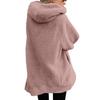 Women Winter Fuzzy Fleece Hooded Jacket Fluffy Fur Coat Stitching Color Outerwear Hoody