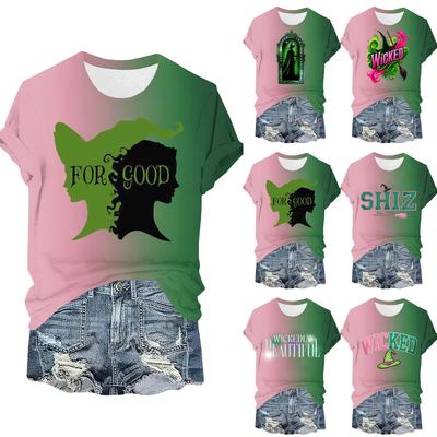 Женская повседневная футболка с принтом, пуловер с круглым вырезом, топ с коротким рукавом