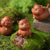 Счастливый Кот-Колокольчик Чайный Питомец - Ручная Работа Из Фиолетовой Глины, Статуэтка Котенка, Милое Украшение для Офиса и Дома, Подарок в Китайском Стиле