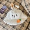 Hat cute puppy ears peaked cap female winter warm cycling plush baseball cap wide brim big face showing small face