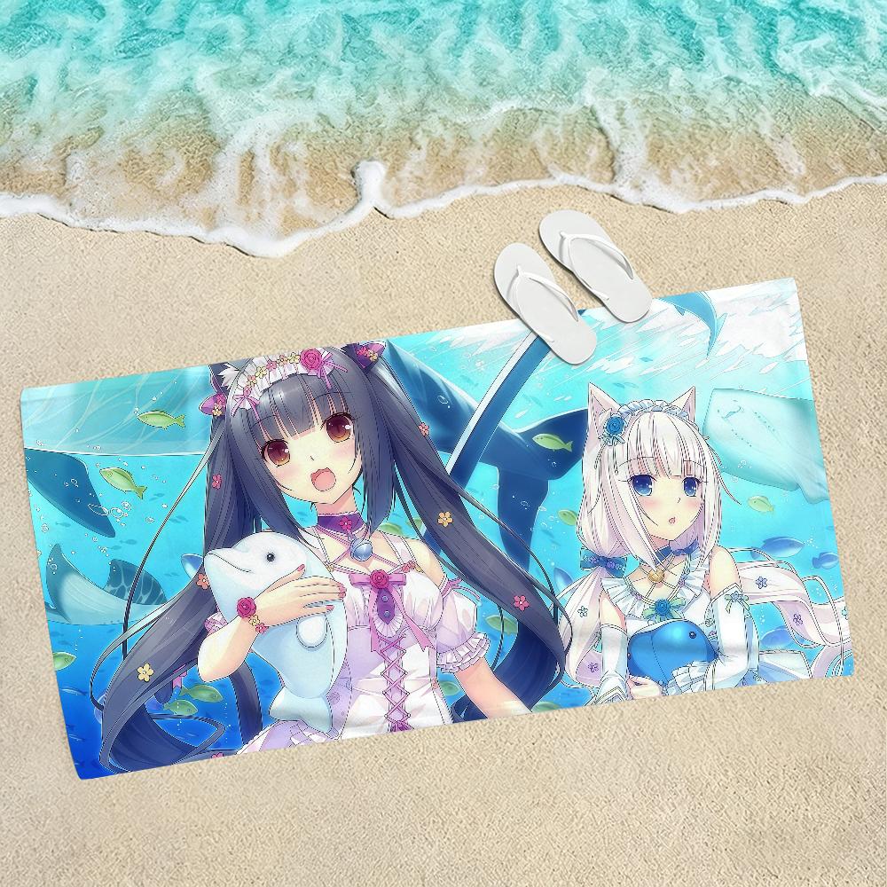 Красивая Девушка Аниме N-Nekopara Полотенце Полотенца Для Пляжей Йога-Студий Залов Горячих Источников Бассейнов И Пикников