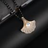 High-grade Alloy Gold-color Beaded Sweater Chain Long Romantic National Women's Necklace Natural Stone Pendant Autumn