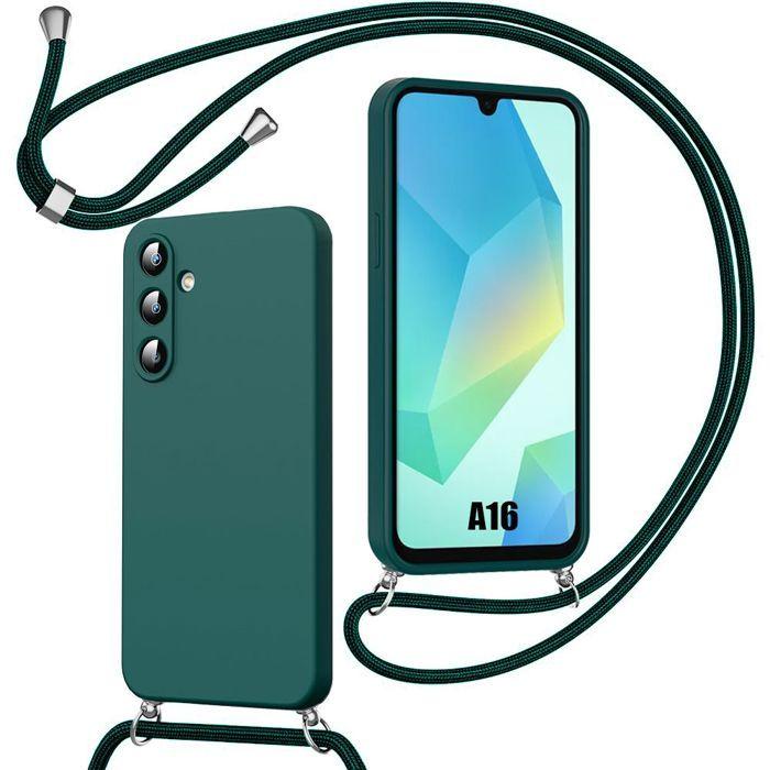 Coque pour Samsung Galaxy A16 4G/5G - TPU Souple Vert Nuit Anti-Rayure avec Bandoulière