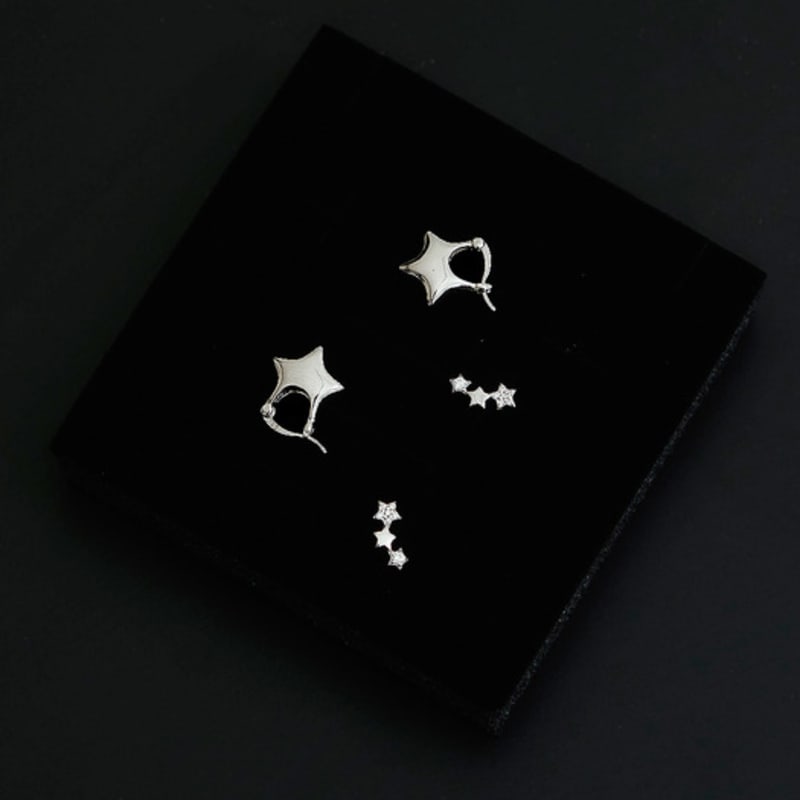 TORTOISE [Silver925] Jarve Star Huggie Earrings (#silver#gold)