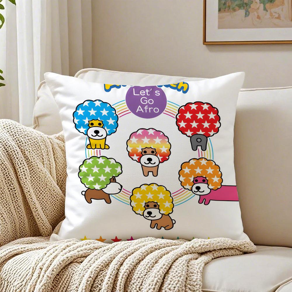 Cute Funny Japan AAfro KKen Cushion Cover Linen Pillowcase Soft  for Sofa Bed Home Room Decor
