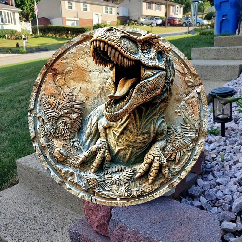Плоский круглый деревянный знак с динозавром, настенное искусство, водонепроницаемый, домашний декор для общежития, украшение для питомца, подарок на День святого Валентина