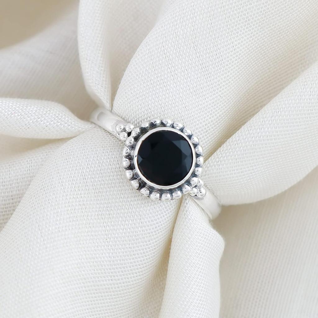 Драгоценный камень Черный Оникс Цельное серебро 925 пробы Дизайнерская модная бижутерия Подарок для нее