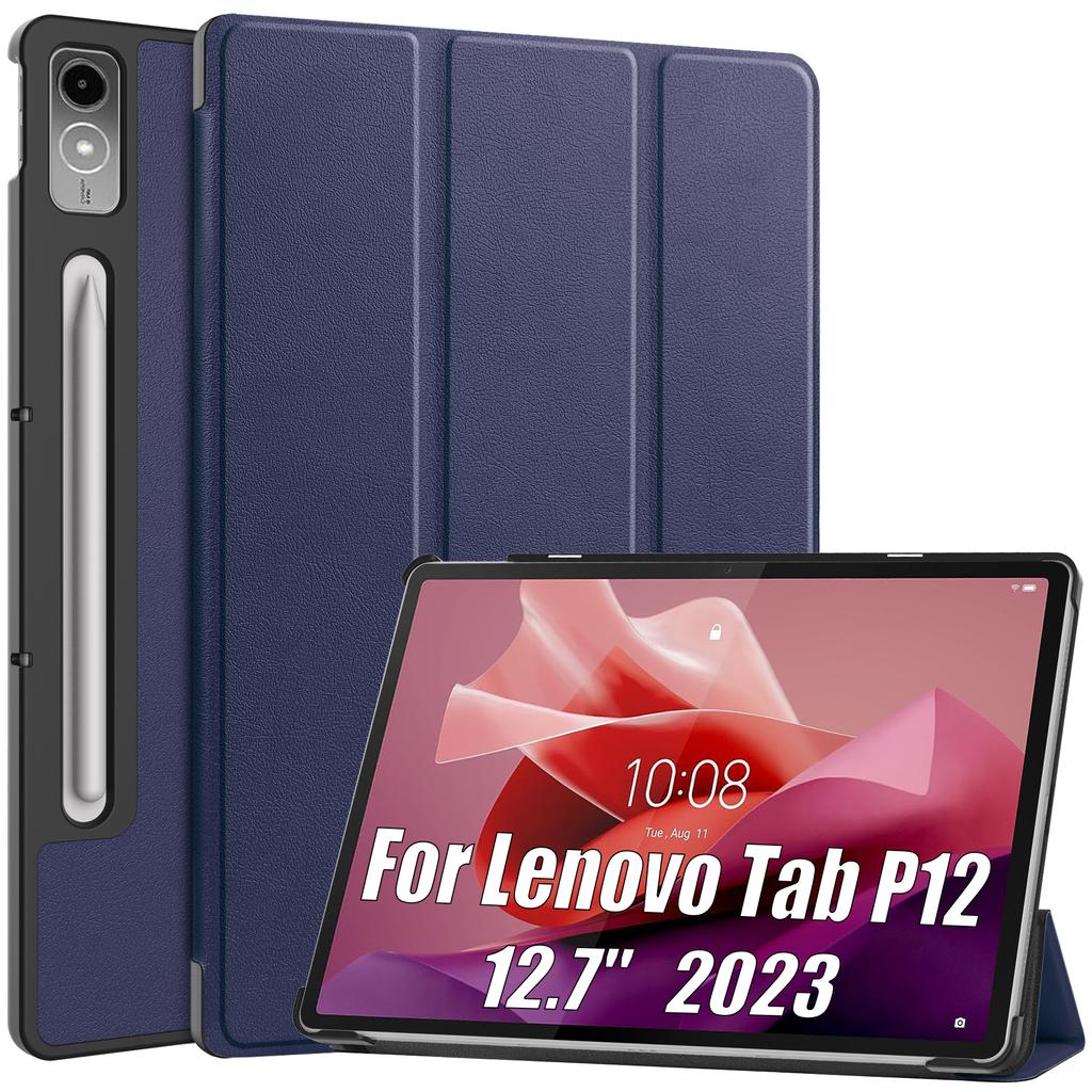 Кожаный флип-чехол для Lenovo Tab P12 12,7 дюймов 2023, легкий тонкий тонкий трехстворчатый чехол-подставка для планшета с подставкой для Xiaoxin Pad Pro 12,7 TB371FC