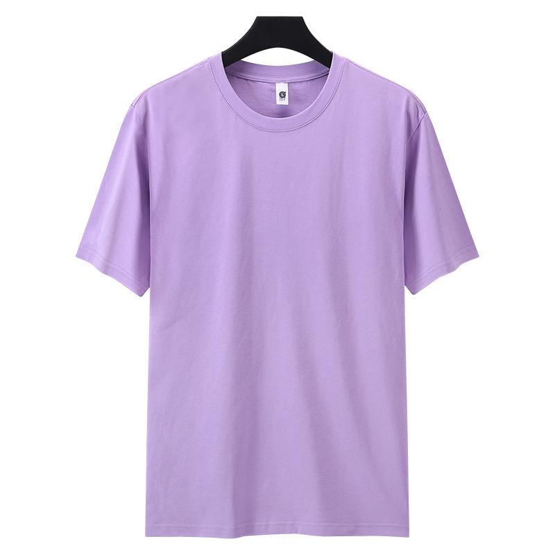 Zirunking Long-staple Cotton Short-sleeved T-shirt Unisex Top Youth Casual Solid Color Loose Round Neck Half-sleeved Top CHANGRONG
