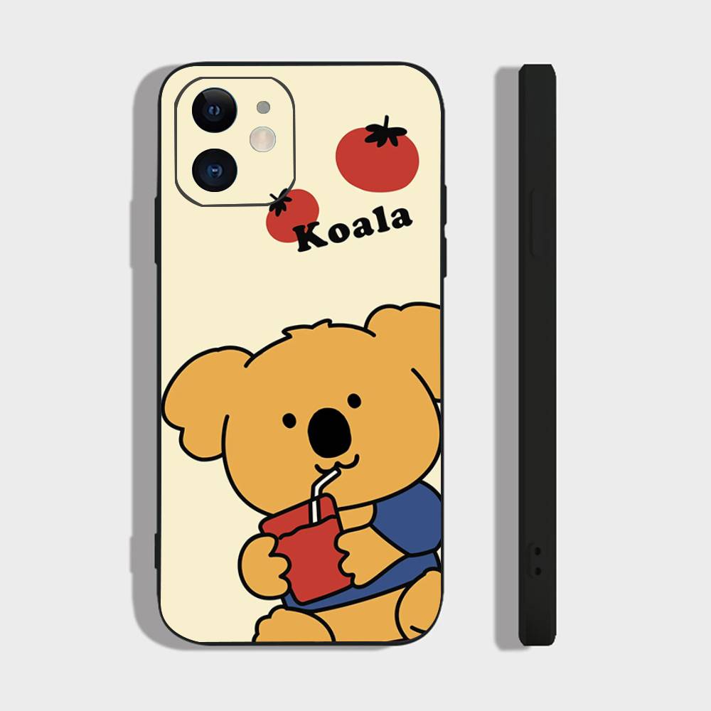 K-Koala Creative Cartoon Animation Phone Case For IPhone 17 Air 16 15 14 13 Pro Max 11 12 Black Silicone Cover