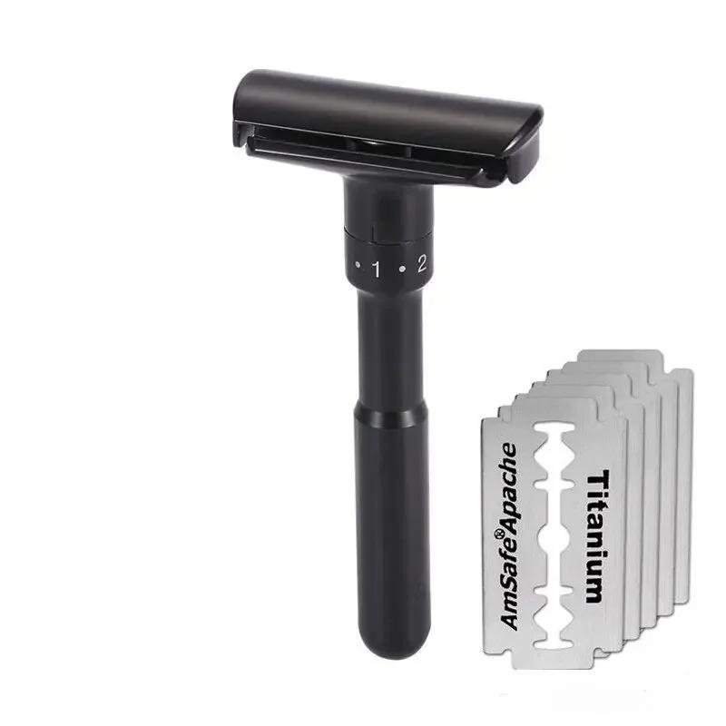 Регулируемая безопасная бритва Классическая мужская бритва Профессиональная парикмахерская бритва Двусторонняя из нержавеющей стали Мужские лезвия для бритья Бритье