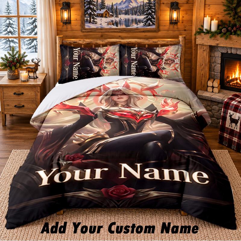League of Legends Custom Name 3Pcs Bedding Set 1 Bed Sheet 2 Pillowcases Bedroom Home Decor