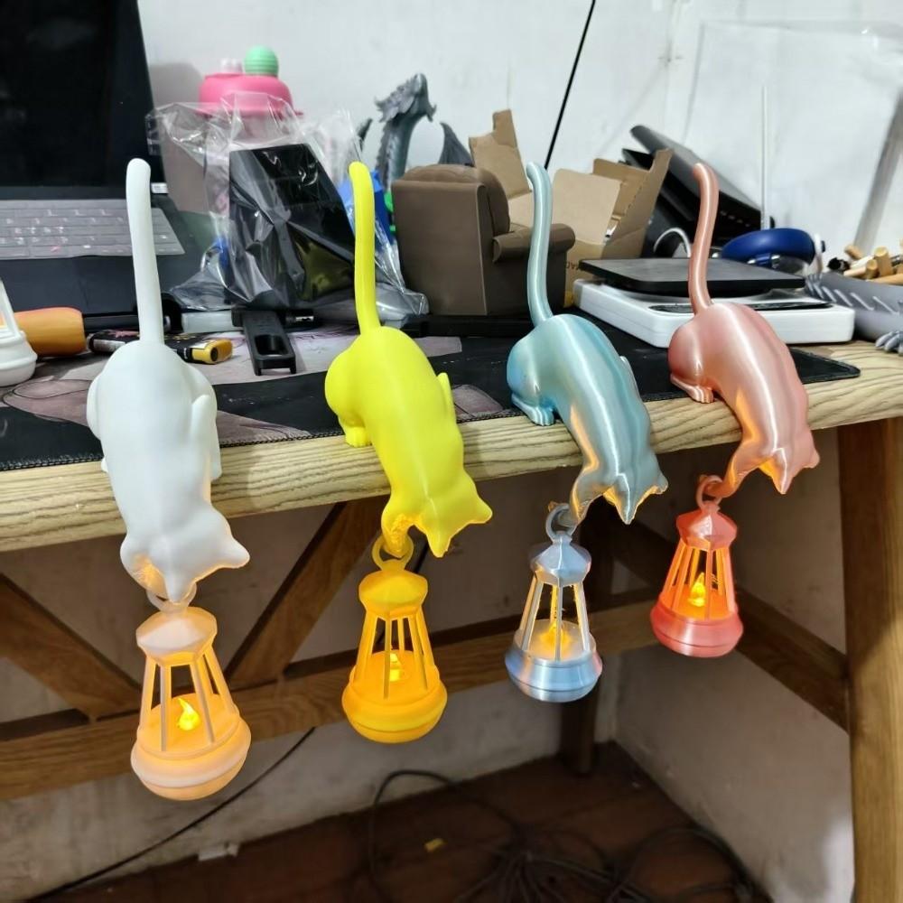 with Lantern Cat Wall Hook Light Cute Figurine Cat Hanging Hook Cat Decor Lamp Desk Organization