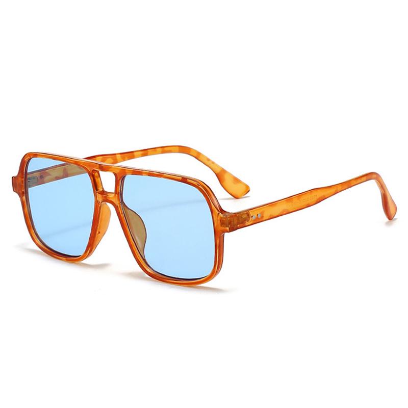 SO&EI Ins Popular Fashion Square Rivets Men Candy Color Sunglasses Shades UV400 Fashion Women Leopard Eyewear