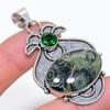 Kambaba Jasper, Diopside Handmade 925 Sterling Silver Jewelry Pendant 2.44" Q3l46