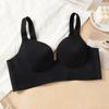 Women's Solid Color Seamless Letter Underwear Large Chest Small Adjustment Push Up Bra