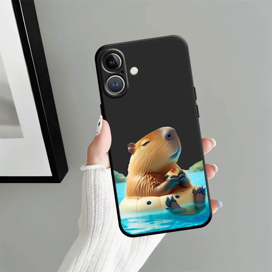 Чехол для iPhone 17Air 13 Mini 17 16 Pro Max SE X XS XR 14 15 Plus 7 8 12 11 Мягкая задняя крышка телефона Милый капибара