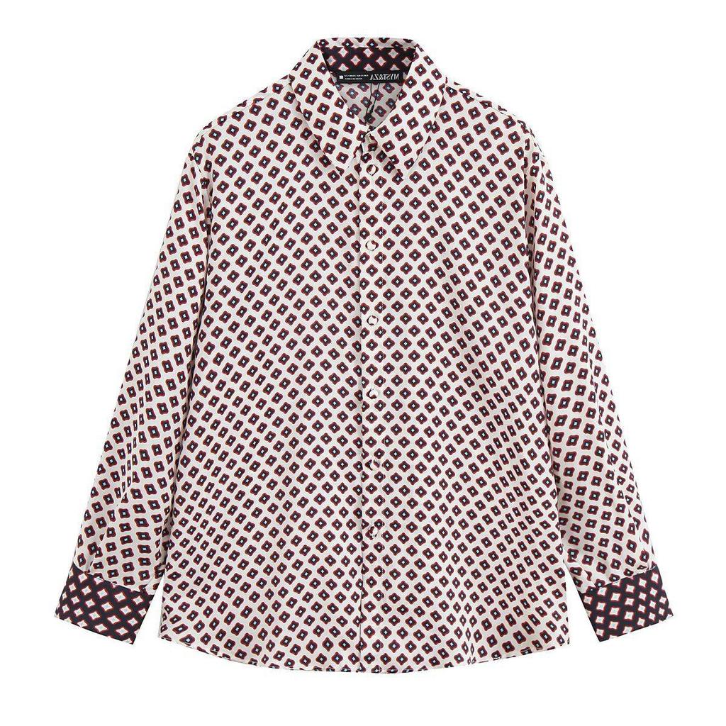 TAOP&ZA Женский летний комплект из шелкового атласа с принтом: рубашка и повседневные брюки