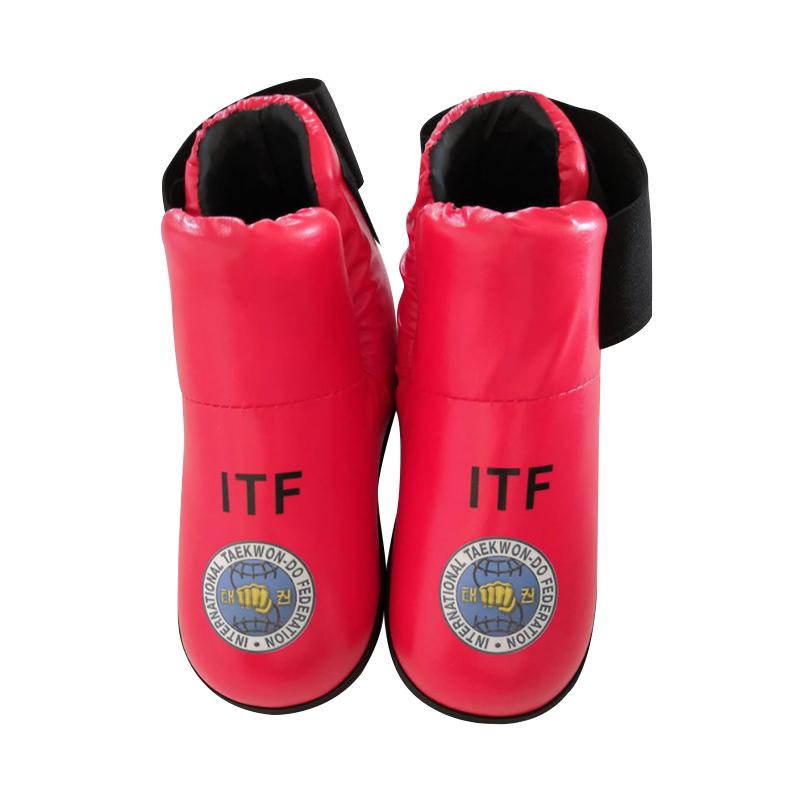 Taekwondo Red/Blue ITF Taekwondo PU Leather Gloves Foot Guard Ankle Gloves Martial Arts Karate Training Protector Equipment