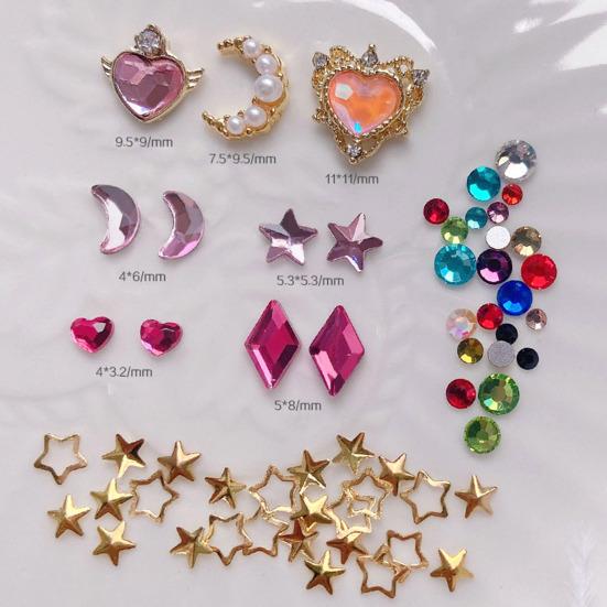 Yousheng 1 коробка для украшения ногтей, несколько форм, водостойкая смола, красочные сверкающие звезды и луна, советы по дизайну ногтей, декор, косметические принадлежности